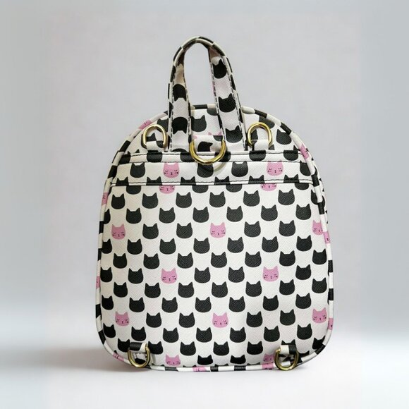 Pink and Black Cat Print Convertible Mini Backpack - Picture 3 of 3